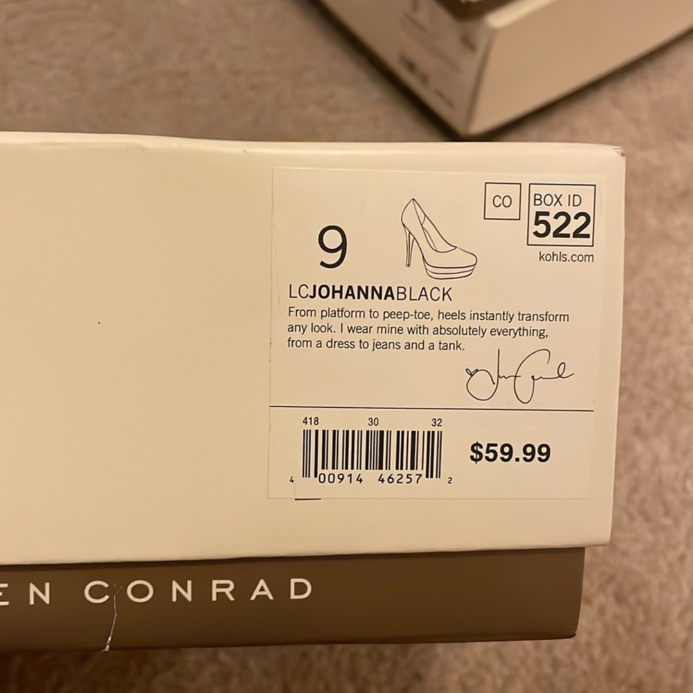 NEW LC Lauren Conrad Black Platform Heels Black 9 - Picture 4 of 6